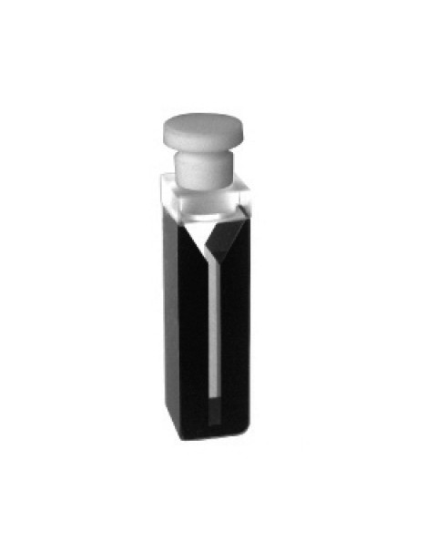 Micro-cuvette with black walls and stopper